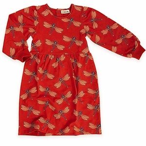 CARLIJNQ Red Dragonfly Print Dress 8-9y